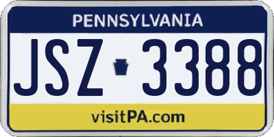 PA license plate JSZ3388