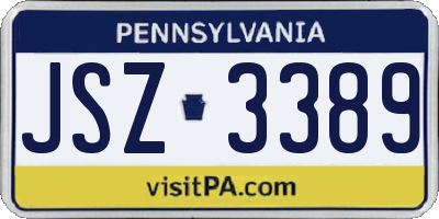 PA license plate JSZ3389