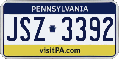 PA license plate JSZ3392