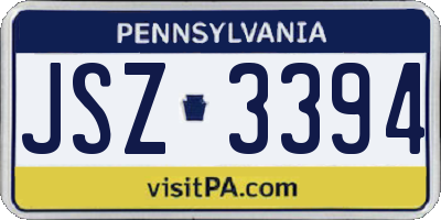 PA license plate JSZ3394