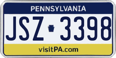 PA license plate JSZ3398
