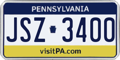 PA license plate JSZ3400