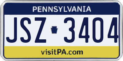 PA license plate JSZ3404