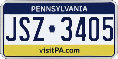 PA license plate JSZ3405