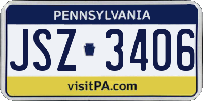 PA license plate JSZ3406