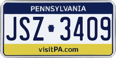 PA license plate JSZ3409