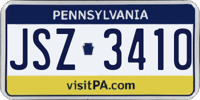 PA license plate JSZ3410