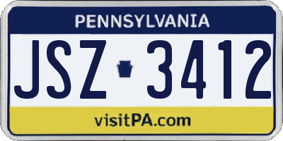 PA license plate JSZ3412