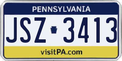 PA license plate JSZ3413