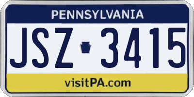 PA license plate JSZ3415