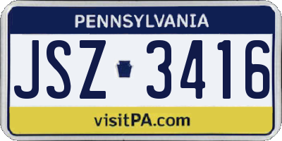 PA license plate JSZ3416