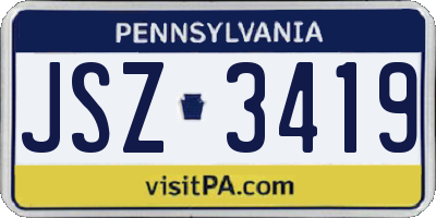 PA license plate JSZ3419