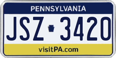 PA license plate JSZ3420