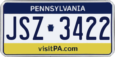 PA license plate JSZ3422