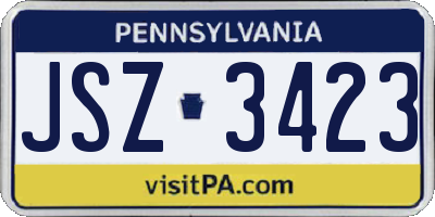 PA license plate JSZ3423