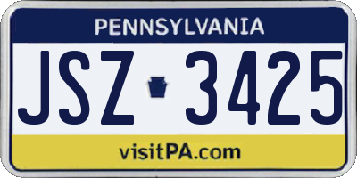 PA license plate JSZ3425