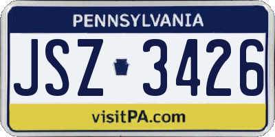 PA license plate JSZ3426