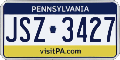 PA license plate JSZ3427