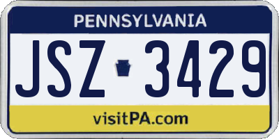 PA license plate JSZ3429