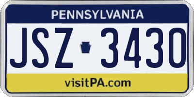 PA license plate JSZ3430