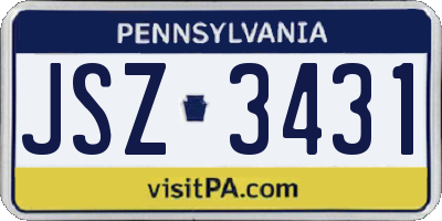 PA license plate JSZ3431