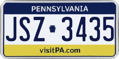 PA license plate JSZ3435