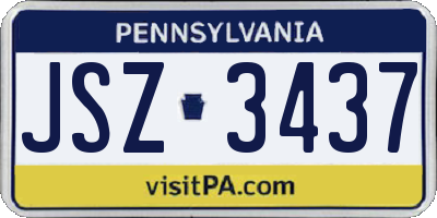PA license plate JSZ3437