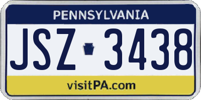 PA license plate JSZ3438