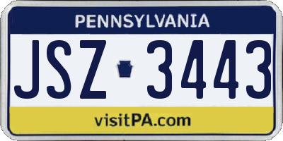PA license plate JSZ3443