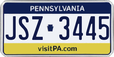 PA license plate JSZ3445