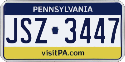 PA license plate JSZ3447