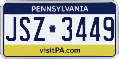 PA license plate JSZ3449