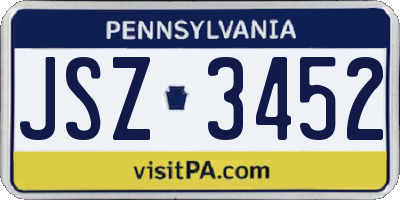 PA license plate JSZ3452
