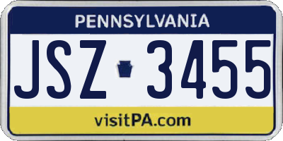 PA license plate JSZ3455