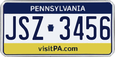 PA license plate JSZ3456