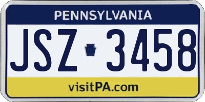 PA license plate JSZ3458