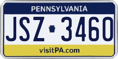 PA license plate JSZ3460
