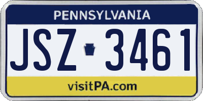 PA license plate JSZ3461