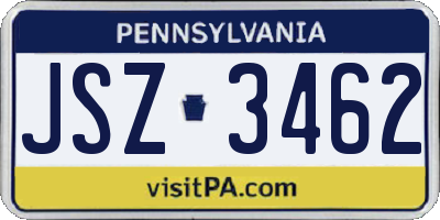 PA license plate JSZ3462