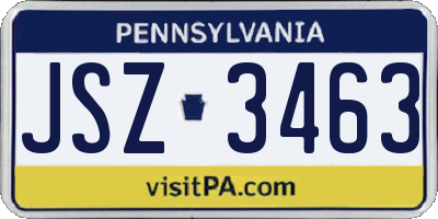 PA license plate JSZ3463