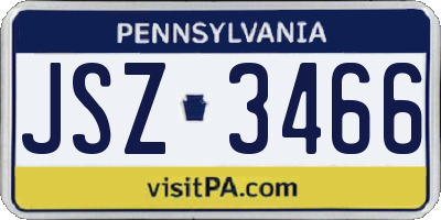 PA license plate JSZ3466