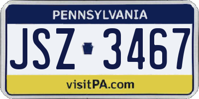 PA license plate JSZ3467
