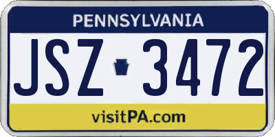 PA license plate JSZ3472