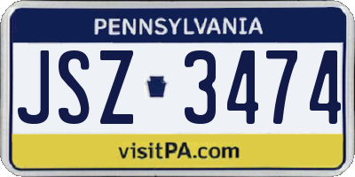 PA license plate JSZ3474
