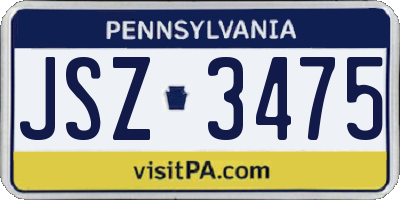 PA license plate JSZ3475