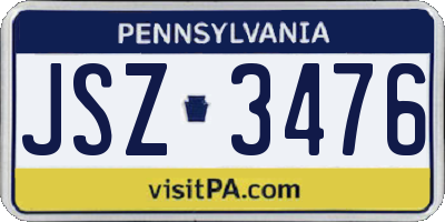PA license plate JSZ3476