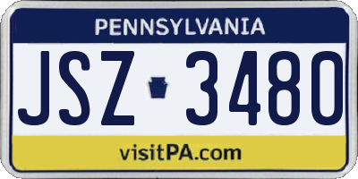PA license plate JSZ3480