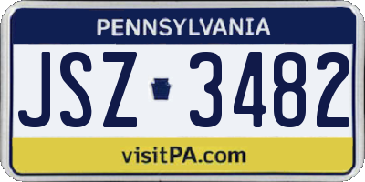 PA license plate JSZ3482