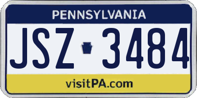 PA license plate JSZ3484