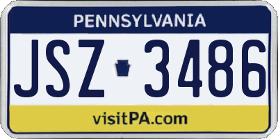 PA license plate JSZ3486